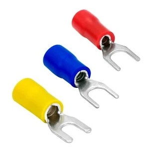 75 Spade Fork Terminal Connector Vinyl 22-18 16-14 12-10 GA AWG Gauge #8 Stud - Picture 1 of 9