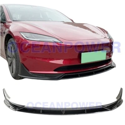 For 24-26 Tesla Model 3 Highland Performance Style Gloss Black Front Lip Spoiler Foto 1 de 4