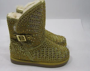 Neu Gold Urban Glitzer Strass Stiefelette Kleinkind Stiefel MÄDCHEN Größe 12 C - Bild 1 von 4