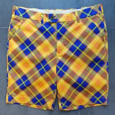 Pantalones Cortos de Golf LoudMouth Tartán a Cuadros para Hombres 36 Mantequilla de Maní Jalea Naranja Púrpura Usados en Excelente Condición Foto 1 de 4
