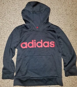 Youth Adidas Pullover Hooded Sweatshirt - Black and Red Size 5  - Picture 1 of 3