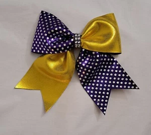 Hairbow - Purple with silver dots and yellow hair bow - Picture 1 of 1