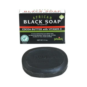 Madina African Black Soap Cocoa Butter with Vitamin E, 3.5 OZ - Picture 1 of 4