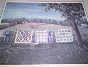 Mother's Quilts Print Helen Pressel Signed 282/750 Country Quilting Art Framed - Picture 1 of 4