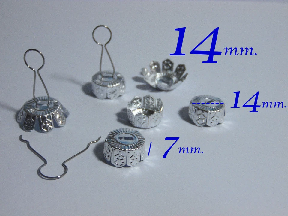 50pezzi GANCI 14x7mm.cappucci  per palle di natale 50pz addobbi gancetti argent - Immagine 1 di 1