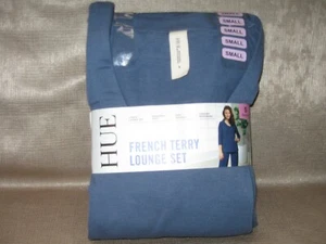 HUE Women's 2 Piece Soft French Terry Lounge Set Vintage Indigo Size S. New  - Picture 1 of 2
