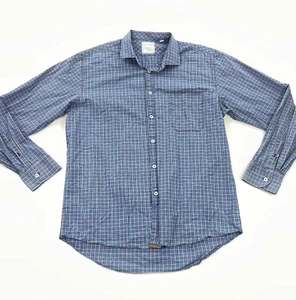 Billy Reid Men’s Standard Fit Cotton Button-Down Shirt Blue Brown Plaid • XL - Picture 1 of 7