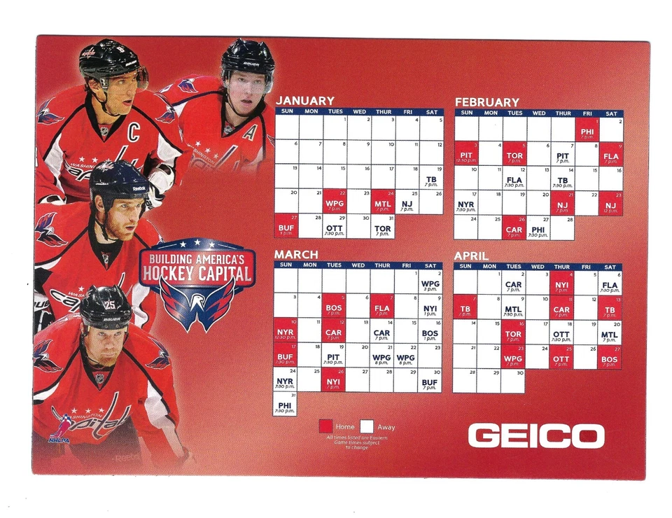 Calendario de temporada magnético 2013 de Washington Capitals Ovechkin Backstrom Chimera Foto 1 de 1