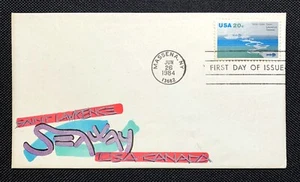 #2091 1984 Saint Lawrence Seaway FDC w/Hand-Drawn Ciccolella Cachet: Red Version - Picture 1 of 3