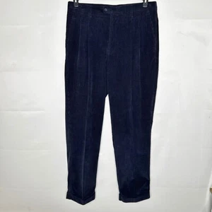 Vintage Oleg Cassini Herren Hose Gr. 38 Cord Preppy Navy Blau Bündchen Unterteil Schön! - Bild 1 von 8