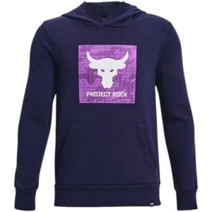 Under Armour Boys Project Rock Rival Fleece Hoodie 1373628-410 Size Small A-75 - Picture 1 of 1