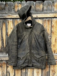 Vintage Filson Waxed Canvas Wool Insulated Hooded Zip Parka Jacket Small - Picture 1 of 14