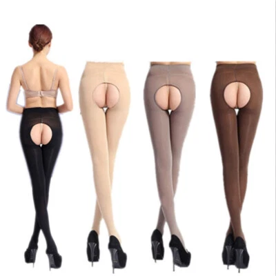 Women Velvet Crotch-less Thigh High Sheer Hollow Out Tights High Stockings Pants - Image 1 of 4