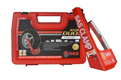 SAS Supaclamp Duo Gold Alloy Wheel Wheelclamp in Case, 10"- 15″ Rims Heavy Duty✅ - Image 1 of 4