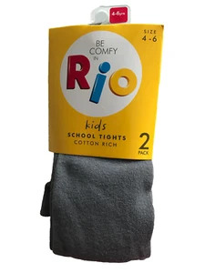 BNWT Girls Age 4 to 6 Years Rio Brand Smart Grey Pack of 2 School Winter Tights - Picture 1 of 1