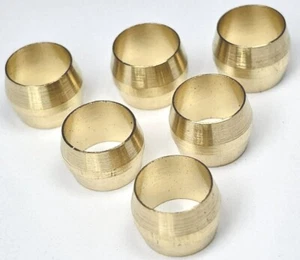 5 PCS. - 1/4" Brass Compression Sleeve for 1/4" (6mm) Water Line Connections - Picture 1 of 2