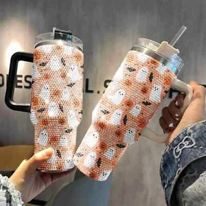 Bicchiere Halloween strass diamante 40 oz, tazza stagione spettrale 40 oz, bicchiere - Foto 1 di 5