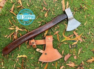 HACHA DE ACERO DAMASCO TOMAHAWK HACHA FUNDA INTEGRAL VIKINGA Mango Largo Foto 1 de 4