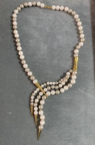 NEU Alexis Bittar Perle und Goldplatte Speer bedeckt drapierte Halskette $ 320 - Bild 1 von 7
