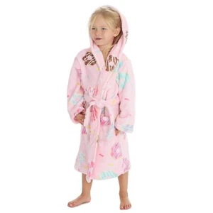 Girls Fleece Robe Kids Childrens Novelty Soft Hooded Character Dressing Gown - Picture 1 of 60
