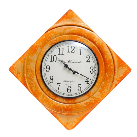 Royal Craft Handcrafted Diamond Wooden Analog Wall Clock Marble Finish 18 Inch Cover