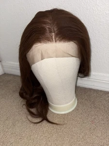 NEW 26 inch light chocolate brown body wave human hair wig with wig cap #wigs - Picture 1 of 4