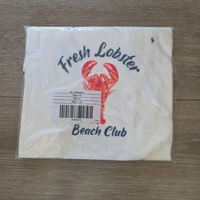 Janie And Jack Boys Lobster Beach Club Tee Size 8 White  - Image 1 of 2