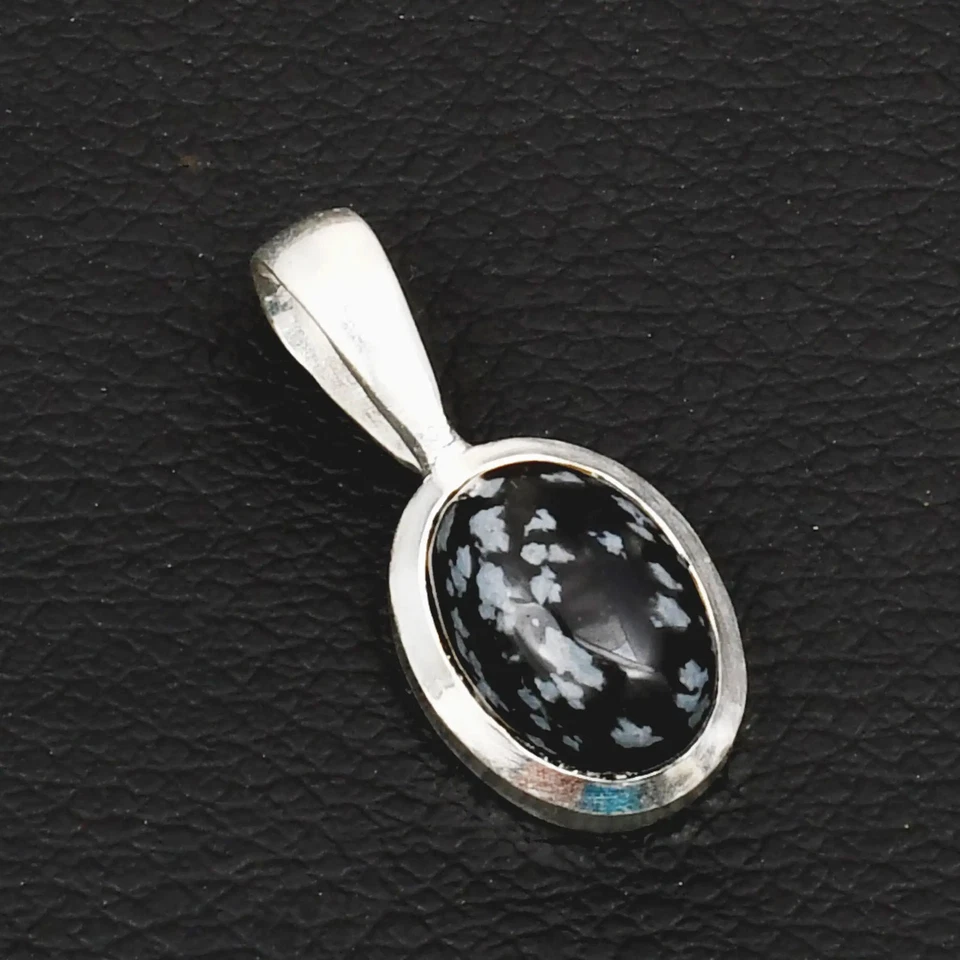 Copo de Nieve Obsidiana Piedras Preciosas Étnico Hecho a Mano Colgante Joyería Regalo 1.12" AP-42684 Foto 1 de 1