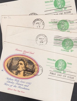 United States 1977-78 FDC Prepaid Stationery Covers Nathan Hale Patriot 9c Green - Image 1 of 3