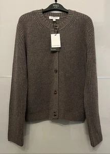 Marks&Spencer Autograph Cashmere Merino Wool Ribbed Cardigan Brown M 12-14 M&S - Picture 1 of 8