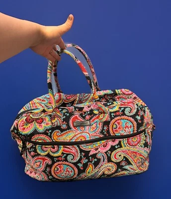 Lindo bolso de lona acolchado grande Vera Bradley rosa negro azul Y2K Foto 1 de 4