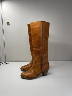 Vtg Dexter Tall Leather Campus Boots Women's 7N Chestnut Made in USA - Image 1 of 4