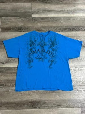 Camisa MMA Elite Azul Estilo Cruz Aflicción Y2K Patinador Streetwear - Para Hombres XXL 2XL Foto 1 de 4