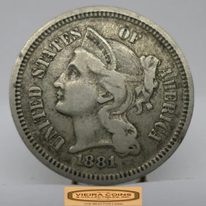 1881 Three-Cent Piece, 3 Cents Nickel - #C51485NQ - Picture 1 of 2