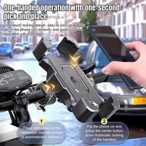 Motorrad Handyhalterung 1s Auto Lock Fahrrad Handy Halter Unterstützung für 4,8-6,8" Telefon - Bild 1 von 11