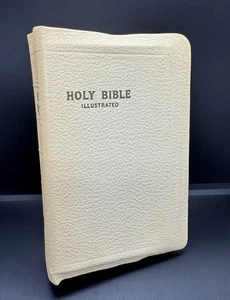 Holy Bible Illustrated KJV World Publishing Faux Leather Self Pronouncing 1950s - Picture 1 of 9