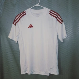 Adidas Jugend Kurzarm Trikot weiß & rot Streifen/Trikot Größe Large Neu mit Etikett - Bild 1 von 9