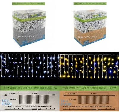 TENDA Luminosa 200 LED 5mt x 50cm Luce di NATALE Prolungabile con flash ip65 - Immagine 1 di 4