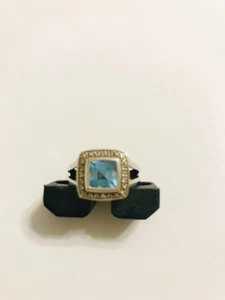 STERLING SILVER LONDON BLUE TOPAZ RING SIZE 8 MARKED 925 P*M - Picture 1 of 6