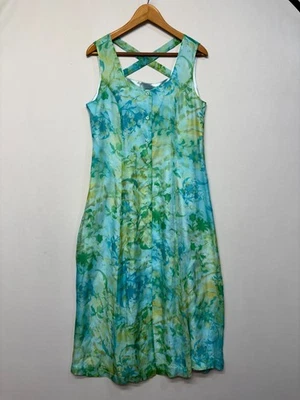 NWT Coldwater Creek 100% Silk Sleeveless Maxi Dress Size 14 Floral Boho C045 -30 - Image 1 of 4