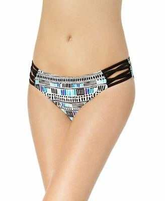California Waves Juniors' Sea Glass Strappy Hipster Bikini Bottom Black Green XS - Image 1 of 4