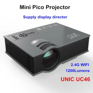 UC46 Mini Portable Projector Home Theater Projector 1200Lumens 2.4G WIFI HD/USB - Imagen 1 de 10