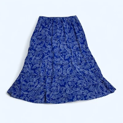 Falda midi con capas BASS azul real y blanco cachemir talla L fluida boho Foto 1 de 4