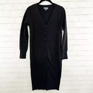 Modcloth Black Long Sleeve Button Front Long Dress/Cardigan Women's Size Small - Picture 1 of 5