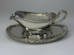 Vintage Bristol Silver Gravy Sauce Boat Set By Poole - Picture 1 of 12
