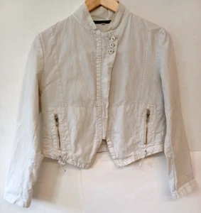 Lurdes Bergada Cotton Full Zip Off White Jacket Small 18" Across Chest - Picture 1 of 14