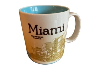 Starbucks Ceramic Mug Collector Series 2011 MIAMI  16 OZ White Blue City View - Picture 1 of 9