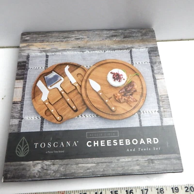 TOSCANA  Acacia Wood Cheese Board Set with Cheese with Box - Image 1 of 4
