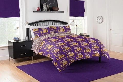 LSU Tigers Queen Bed in a Bag (Rotary) OFFICIAL NCAA Cover