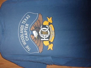 H O G HARLEY OWNERS GROUP blue XL t shirt WOODLAND TEXAS CHAPTER - Picture 1 of 2